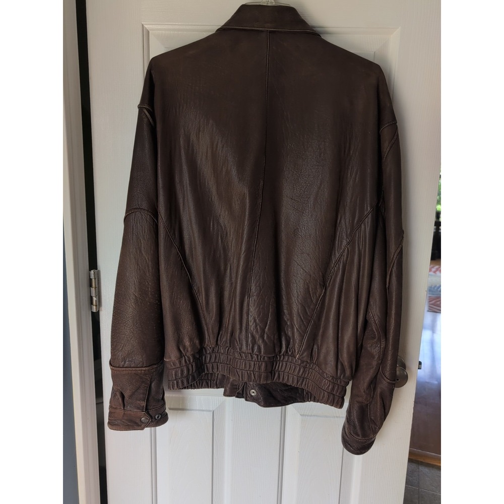 Vintage Expedition Leather Bomber Jacket Made in Korea Brown XL,Incredibly Soft - Picture 10 of 16